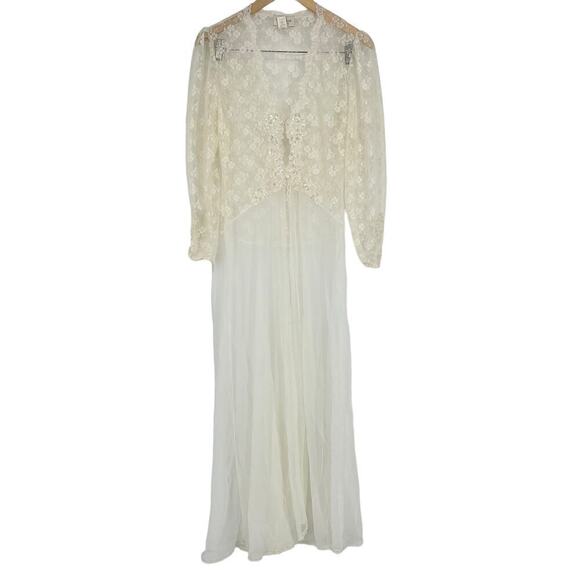 Vintage 80’s Victoria’s Secret Gold Label Lingerie Robe Lace Floral Bridal Small - Picture 8 of 9